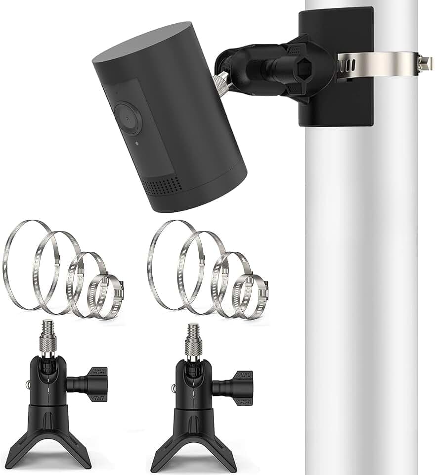 Kamera Halterung für Ring Außenkamera & Innenkamera, Masthalterung für Ring Stick Up Cam/Pro, Pole Halter für Ring Indoor Cam, Wandhalter für Spotlight Cam, Zubehör für Ring Kamera, 2 Stück, Schwarz