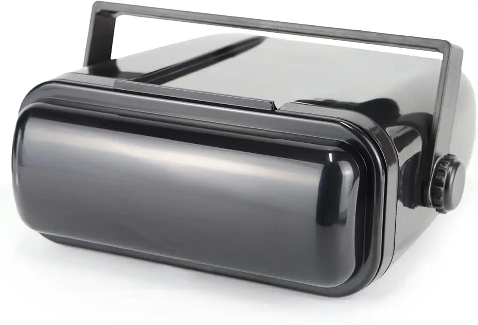 Herdio Durable Universal Marine Stereo Cover - Water-Resistant Boat Radio Protector with Flip-Up Door, Neoprene Gasket, &Suitable for single-DIN radios（Black）