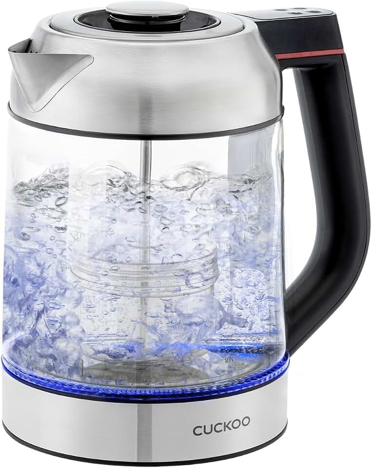 CUCKOO 1.7L Glass Electric Kettle with Tea Infuser, CK-G170BS