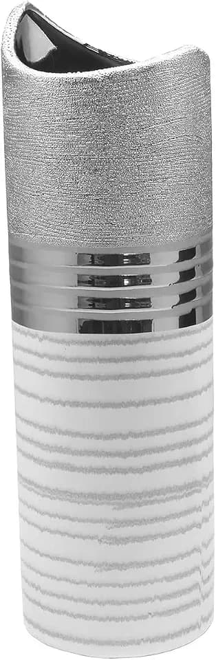 GILDE Halbmondvase Lavena Silber/weiß/hellgrau H: 44 cm B: 13 cm Tiefe: 13 cm 47220