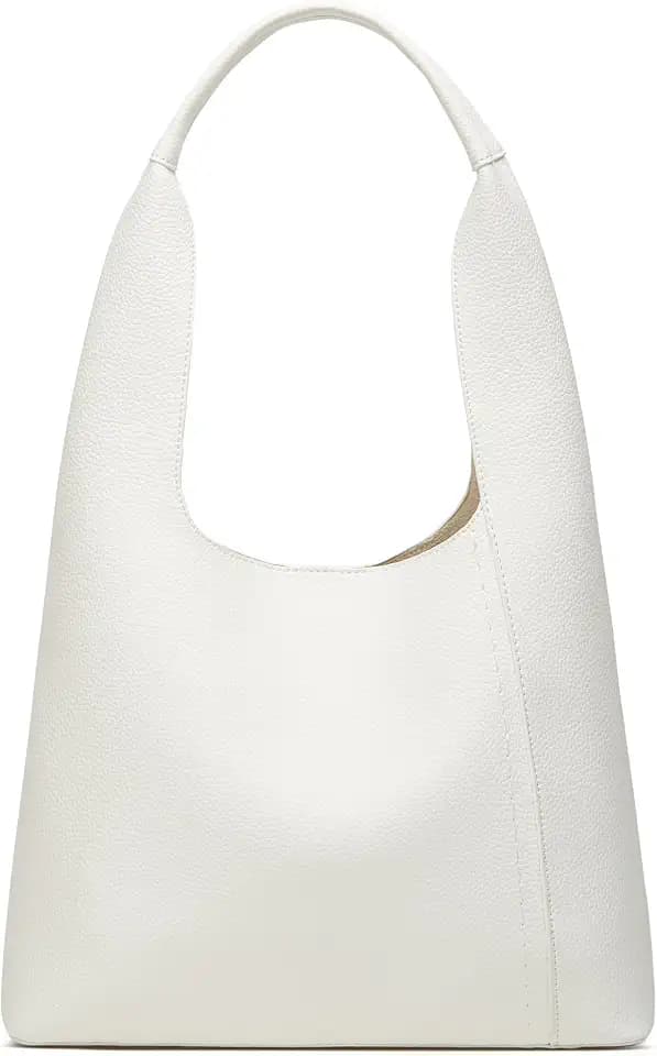 Slouchy Hobo Tote Bags for Women - Retro PU Leather Shoulder Handbag Purse Large Capacity 2pcs, White