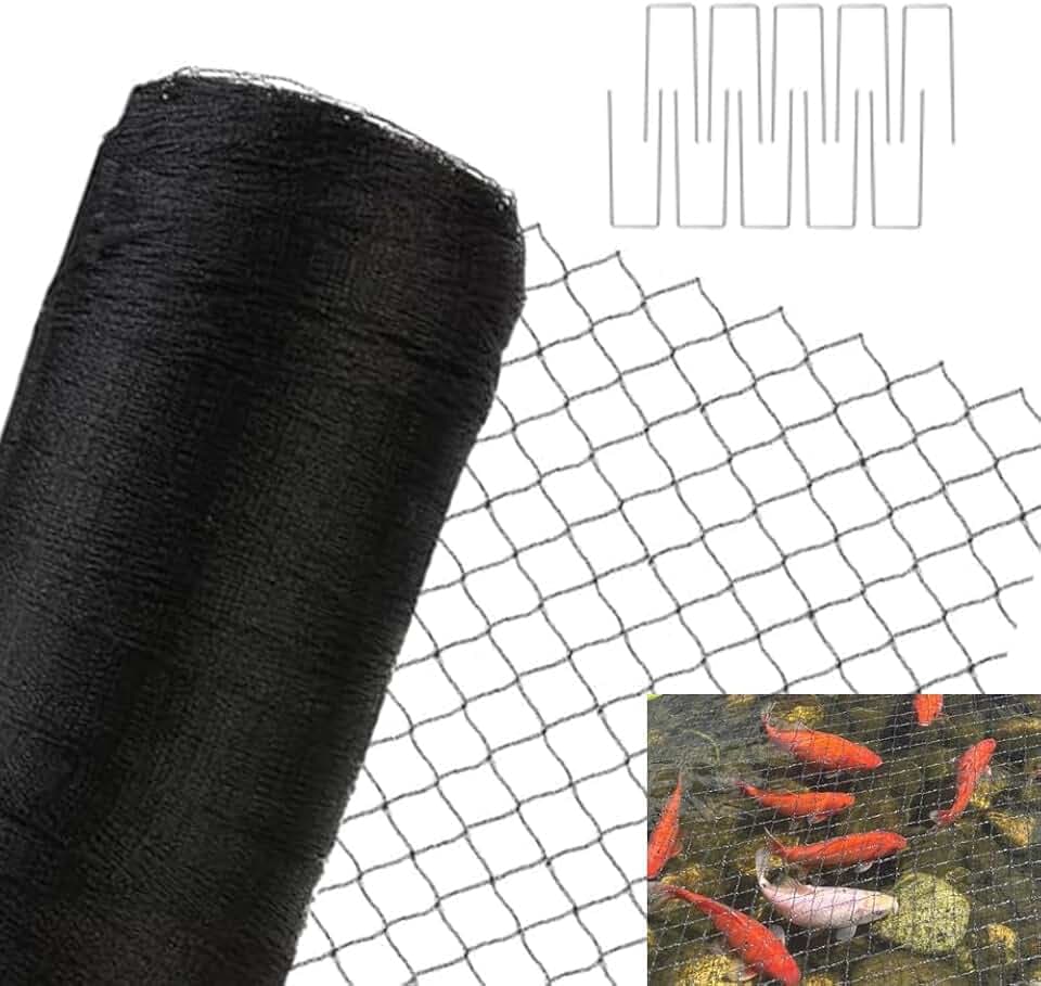 JUNFLYING 20x20 Ft Pond Netting for Leaves, 1/2 in Fine Mesh Net Cover