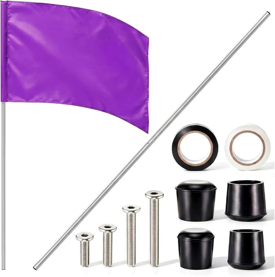 Jecery Color Guard Flag and Pole Set 6ft, Purple 36x54 Curved Practice Flag