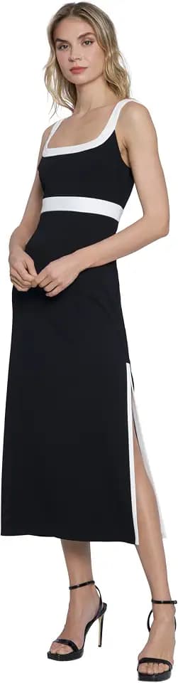 Donna Morgan Women's Sleeveless Square Neck Midi Dress with Side Slit | Cocktail Dresses for Women