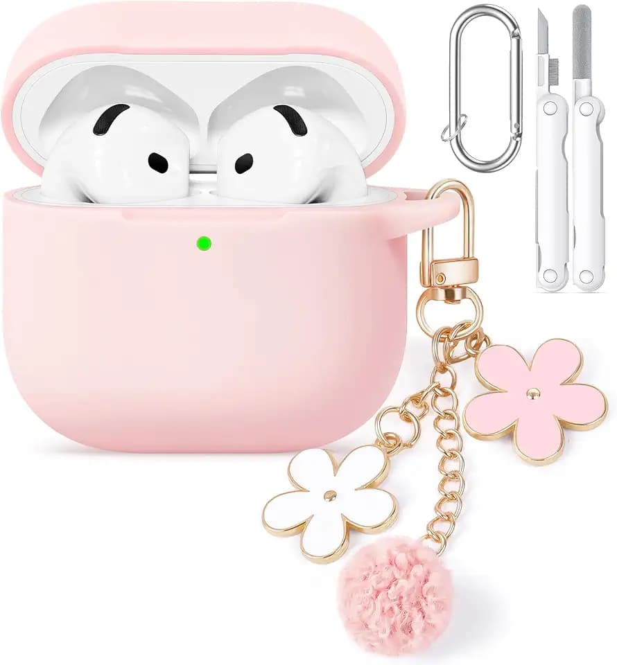 for AirPods 5/4 Case (2026/2024), Soft Silicone Protector-Pink