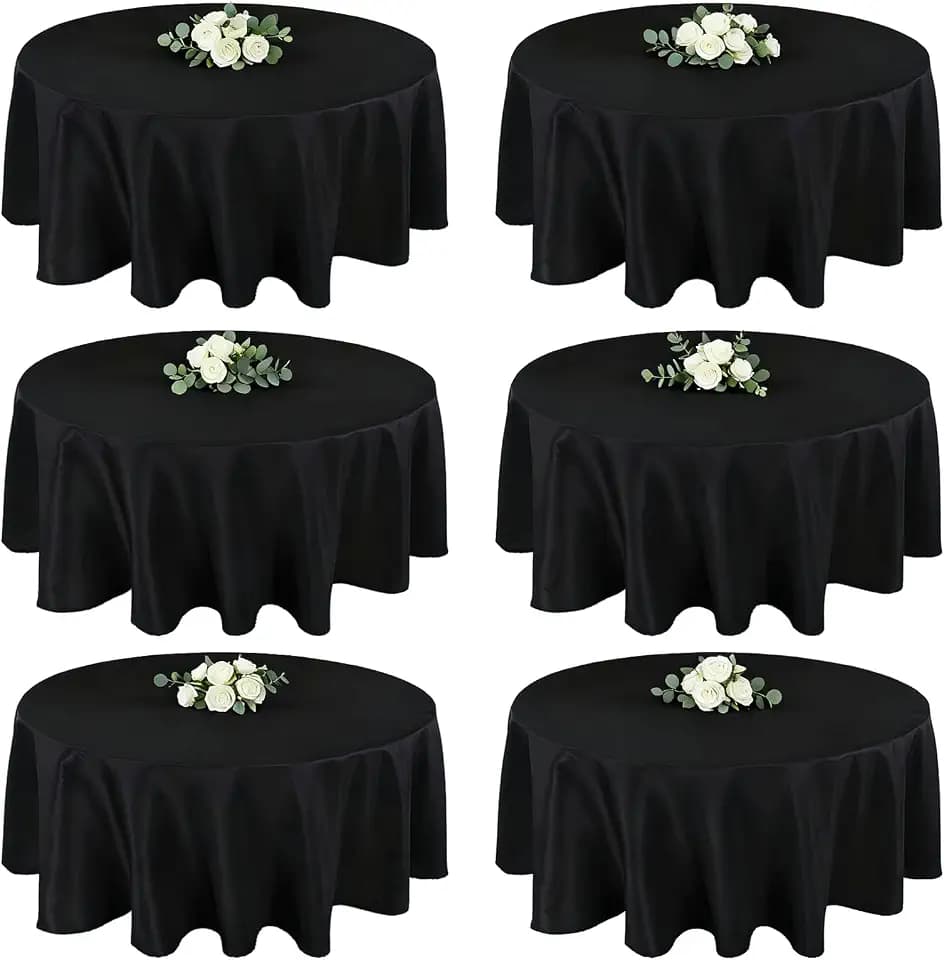 MRJ 6 Pack Round Table Cloth 70 Inch Black Polyester Tablecloth Stain and Wrinkle Resistant Washable Table Cover for Restaurant Hotel Banquet
