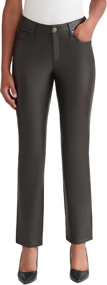 Jones New York Women's Lexington Straight-Leg Faux Leather Jeans