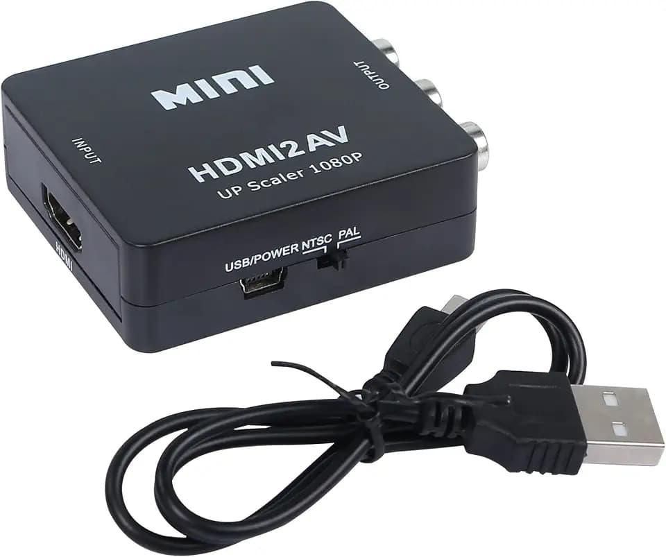 YACSEJAO HDMI to RCA Adapter, HDMI2AV, HDMI to AV Converter with USB Cable, 1080P HDMI to 3RCA CVBS AV Composite Video Audio Converter Supports PAL/NTSC for PC、Laptop HDTV DVD