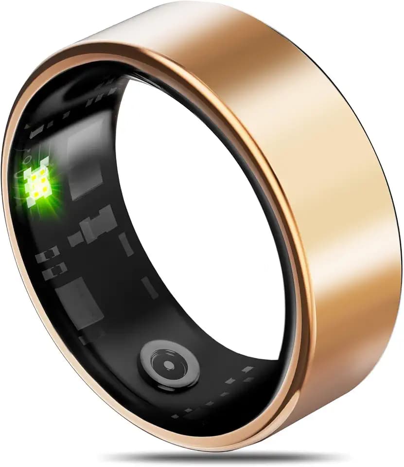 Smart Health Ring for Women Men Fitness Tracker with Heart Rate, Blood Oxygen, Blood Pressure, Sleep Monitoring, Step Counting, Yellow 10
