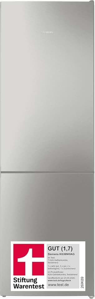 Siemens iQ300 freistehende Kühl-Gefrierkombination 186 x 60 cm KG36NVIAG