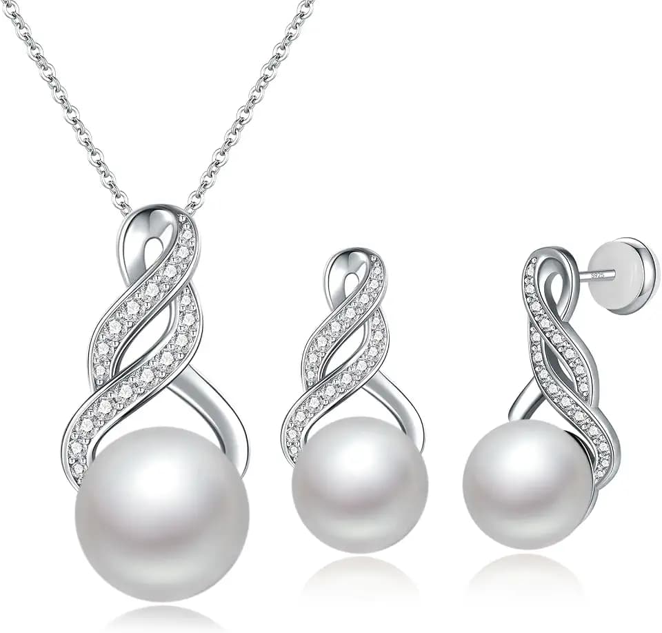 Pearl Necklace and Earring Set for Women
