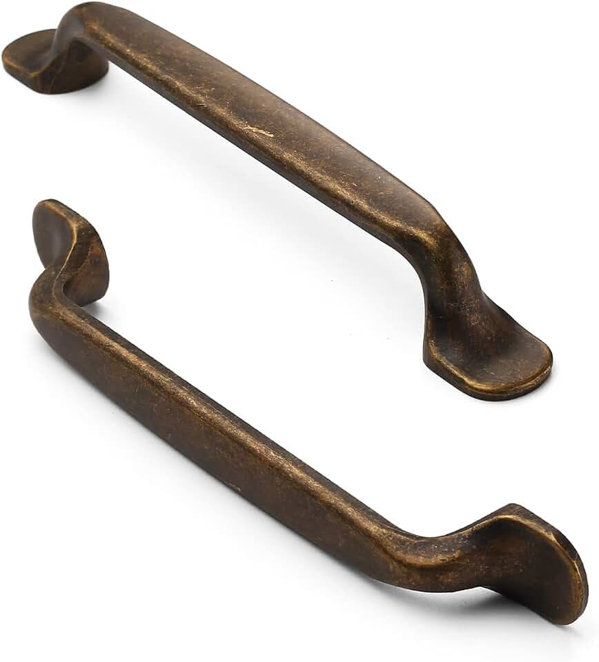 FURNIWARE Schrankgriffe aus antikem Messing, 128 mm Lochmitte, 5 Stück