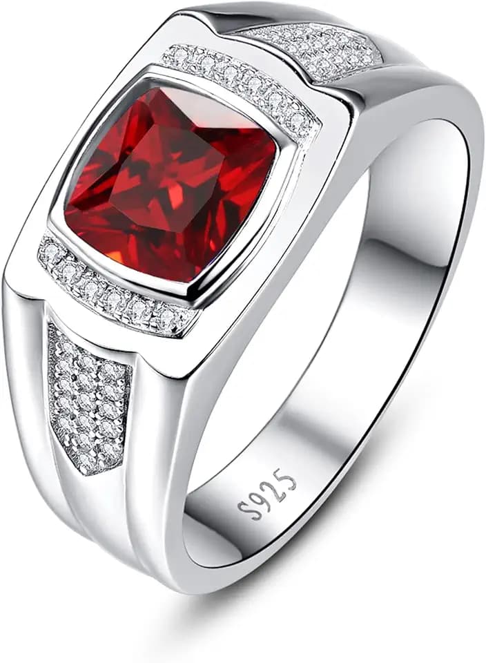 Yaresul 925 Sterling Silver Mens Gemstone Ring, Size 6-13