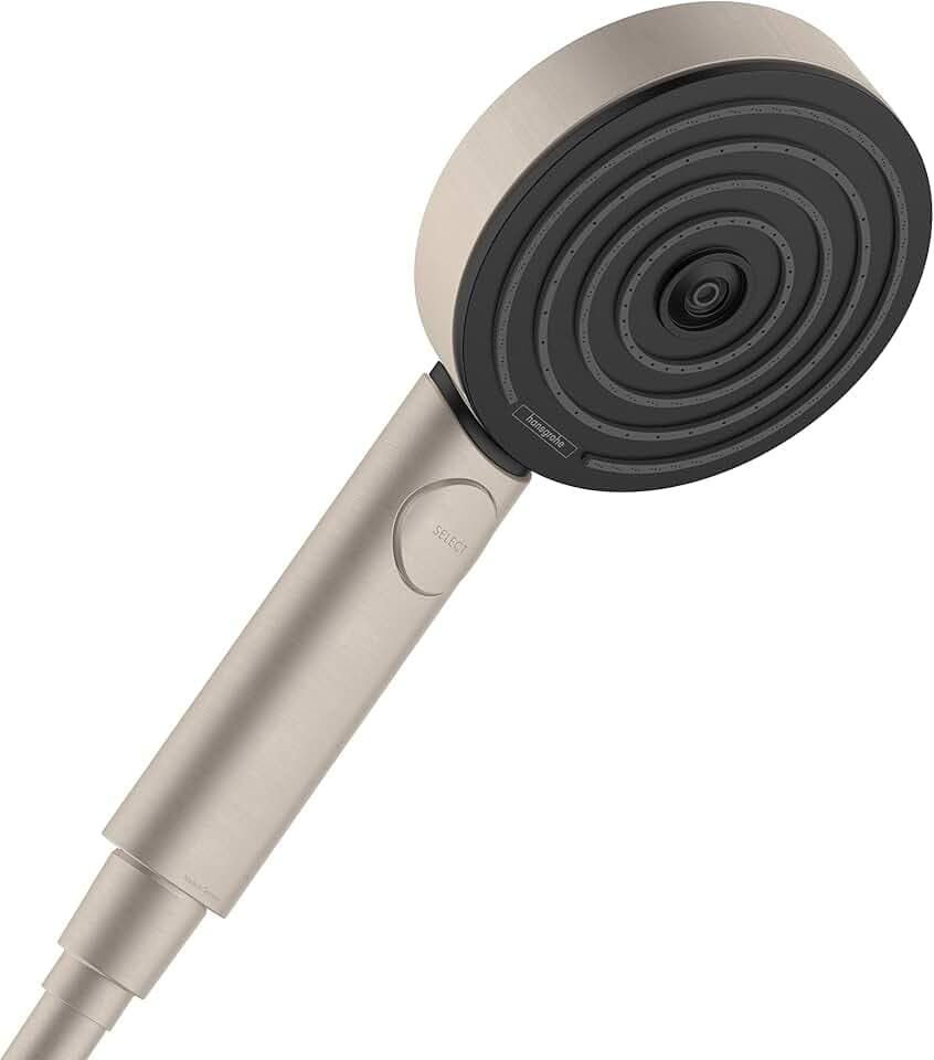 hansgrohe Pulsify S Handheld Shower Head 3-Spray PowderRain, IntenseRain, Pulsating Massage in Brushed Nickel, 1.75 GPM, 24112821