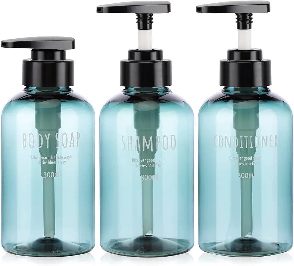3 Stück Seifenspenderflaschen für Badezimmer, Segbeauty 300ml Nachfüllpumpenflaschen für flüssige Körperseife Shampoo Conditioner Duschgel Hotel Home Kunststoffpresse Lotionsspender - Blau