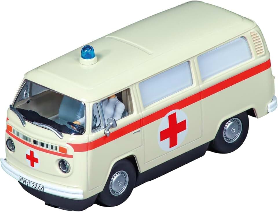 Carrera Evolution - 20027794 VW Bus T2b Ambulance, Red Cross | Slotcar Ready to Race | Perfekt für Kinder & Erwachsene | Maßstabsgetreue 1:32 Nachbildung mit Lichtfunktion