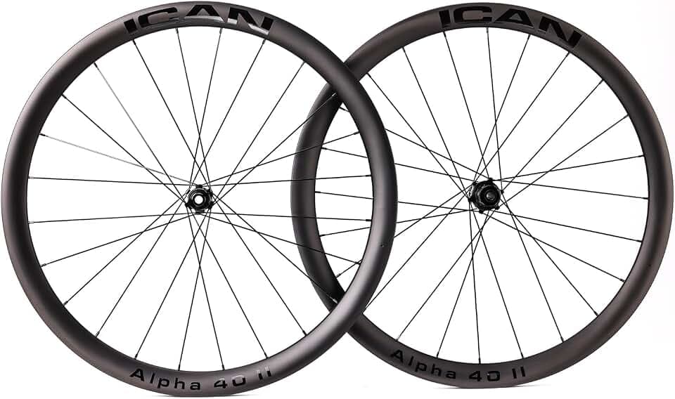 ICAN Alpha 40Ⅱ/Alpha 50Ⅱ 1390g/1460g Carbon Road Bike Wheelset Disc 700C Center Lock Clincher Tubeless Compatible 12 * 100/12 * 142mm