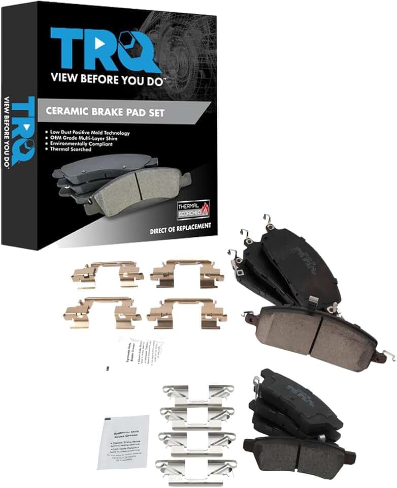 TRQ Front and Rear Brake Pad Set Ceramic Hardware