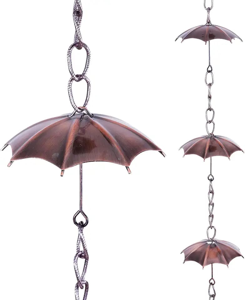 Topadorn Umbrella Rain Chain, 72" Decorative Metal Gutter Downspout