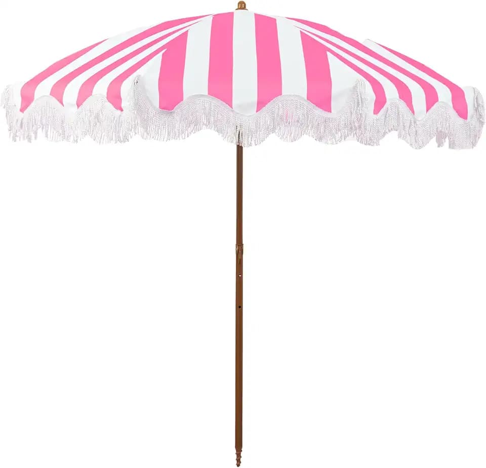 Rayjee 6.5FT Outdoor Patio Umbrella with Fringe, Boho Beach Umbrella