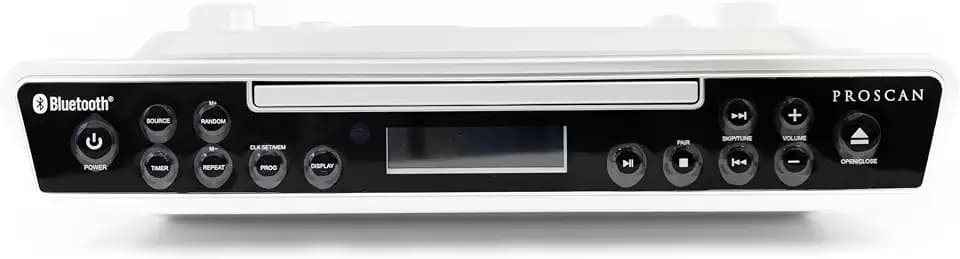 PROSCAN ELITE PKCR2713AMZ Under Counter CD Player with Clock Radio and Bluetooth, Silver