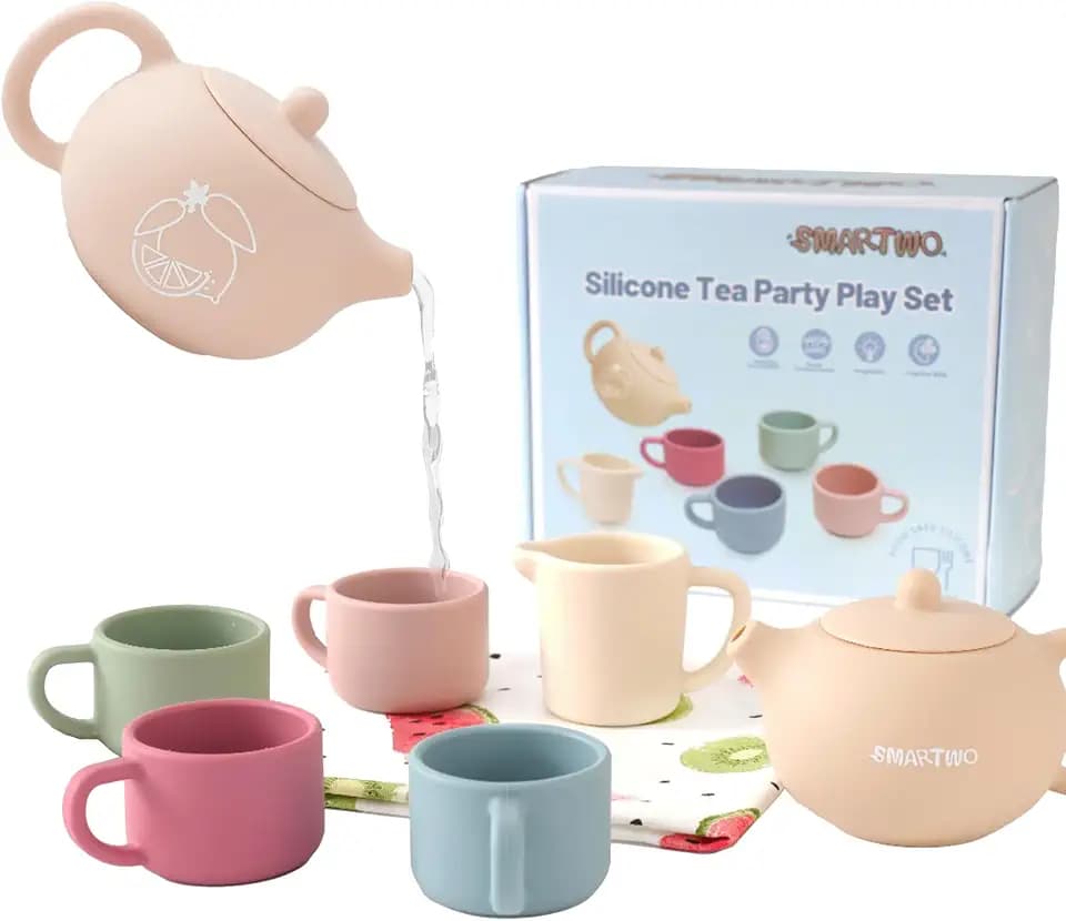 Teeservice Kinder aus Silikon Lebensmittelecht mit 4 Tassen