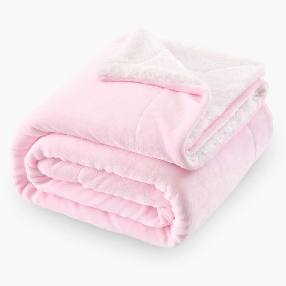 SOCHOW Wohndecke Kuscheldecke aus Sherpa Fleece Hellrosa 220 x 240 cm