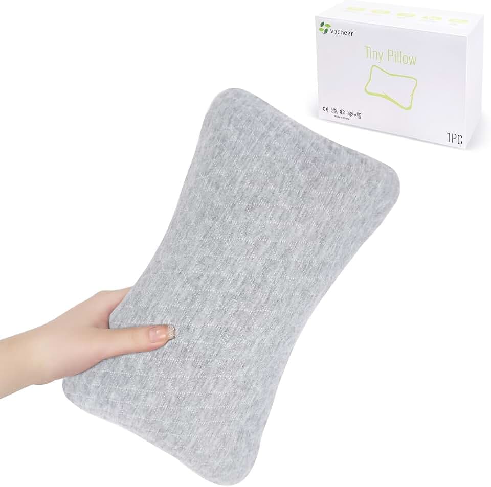 vocheer Kleine Kissen zum Schlafen, 27,9 x 17,8 cm, Mini-Reisekissen, winzige Kissen für Nacken, Handgelenk, Lendenwirbelsäule und Knie, Haustierkissen, Baumwolle, maschinenwaschbar, Hellgrau, 1 Stück