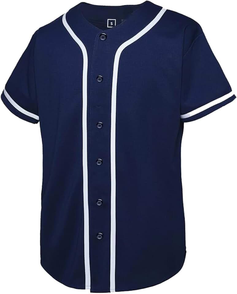 KUAIPAO Blank Baseball Jersey,Short Sleeve Plain Jersey Shirt,Sports Uniform for Men Women(White, Black, Red,Blue,S-3XL)