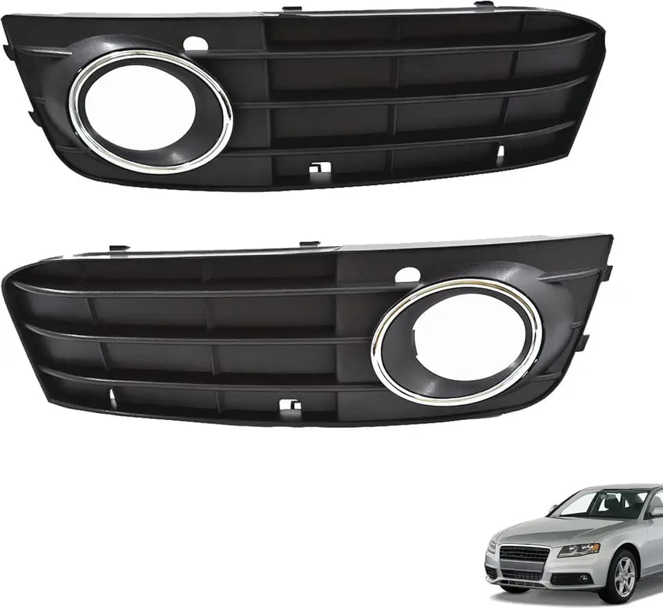 munirater 2-Pack Front Bumper Fog Light Cover Grilles Replacement for A4 B8 A4L Regular Edition 2009-2012