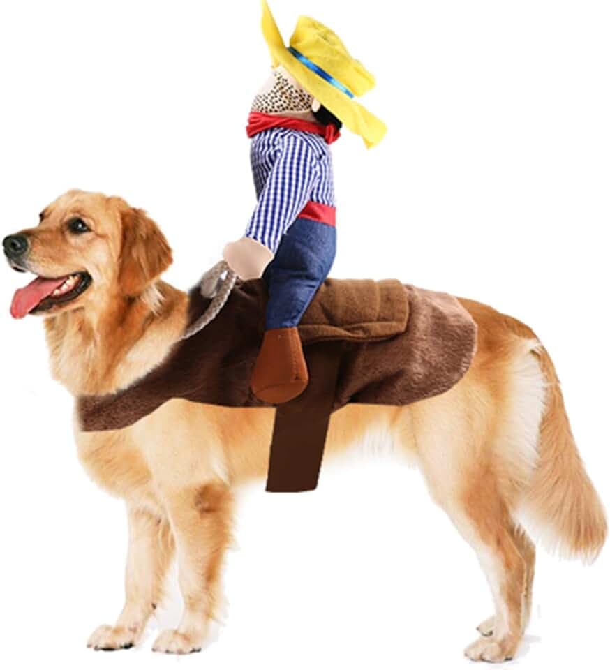Haustier Halloween Kostüme Lustiges Hundekostüm Cowboy Reiter Hundekostüm für Kleine Mittlere Große Hunde (XL)