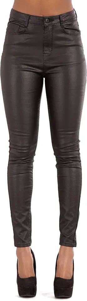 Glook Damen Jeans Hose High Waist Jeans für Damen Übergrößen Jeans Röhrenjeans Lederlook