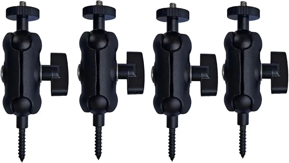 Adjustable Trail Camera Tree Mount: Game Camera Outdoor Mounting Bracket Holder with Double 360° Swivel Tilt Ball Joints, 2 Packs (4)