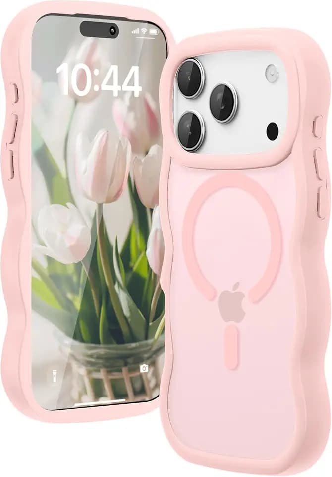 for iPhone 17 Pro Case for Magsafe Wavy Frame Cute, Pink