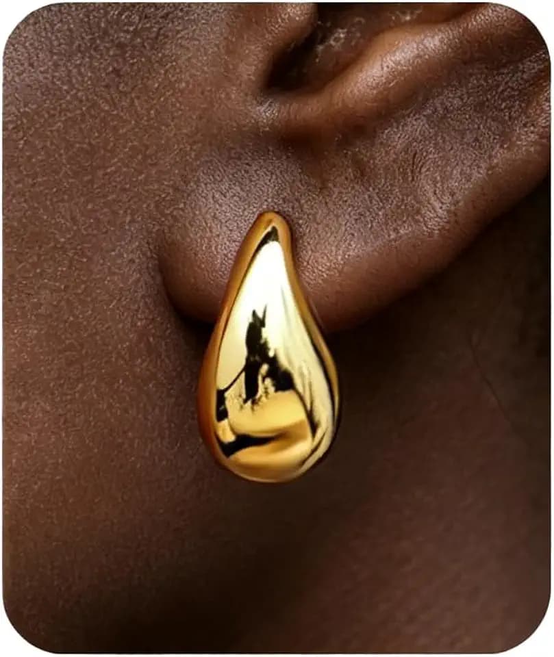 Gold Teardrop Hoop Earrings for Women Trendy Chunky Drop Earrings Jewelry