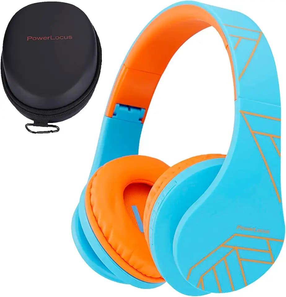 Kinder Kopfhörer, PowerLocus KinderKopfhörer Bluetooth mit 85dB Lautstärkebegrenzung, Faltbar mit Tragetasche, Kopfhörer Over Ear Kabellose und Kabel mit Mikrofon, Micro-SD-Modus für Handy, PC, Tablet