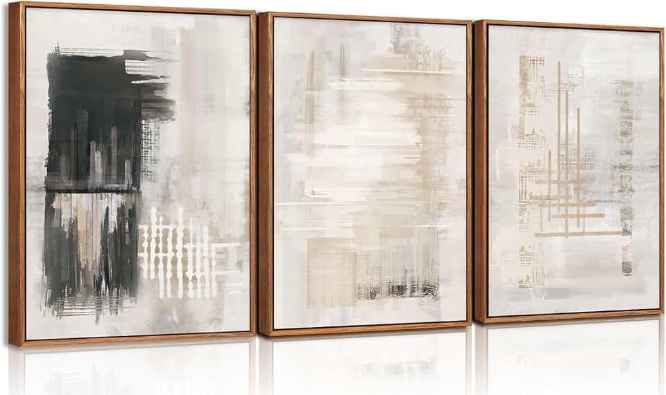 TOARTi Abstrakte Wandkunst 3er Set,Wohnzimmer Moderne Schwarz Weiße Bilder mit Rahmen,Farbe Blockform Kunstwerke,Moderne Abstrakte Wanddeko für Schlafzimmer Büro Wall Art 30x40cm