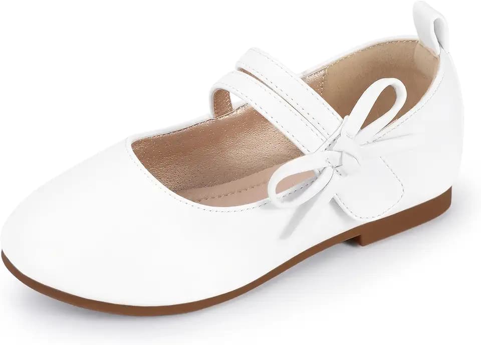 PANDANINJIA Girls Dress Shoes Kids Mary Jane Toddler Ballet Flats