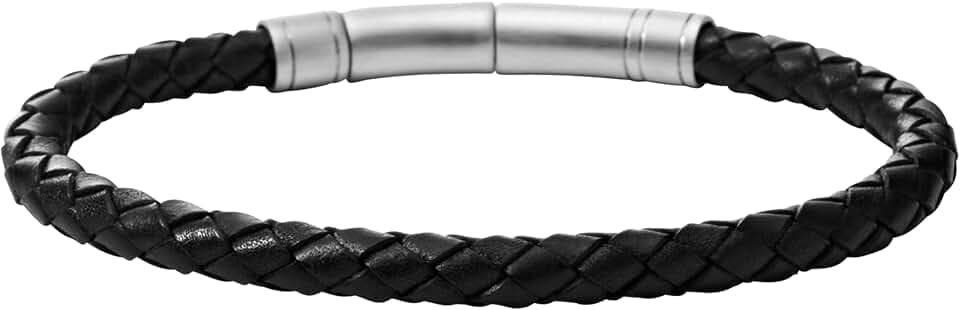 Fossil Men's All Stacked Up Leather Bracelet