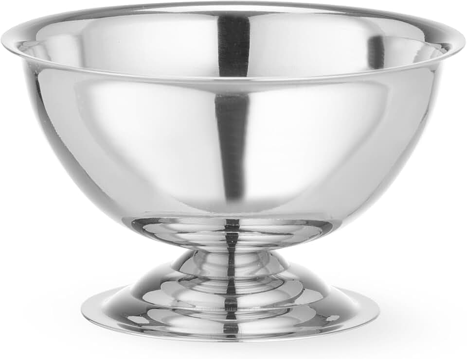 HENDI Eisbecher, zum Servieren und Präsentieren von Eis und Sorbets, Eisschale, Dessertschale, Sorbetbecher, ø90x(H) 50mm, Edelstahl