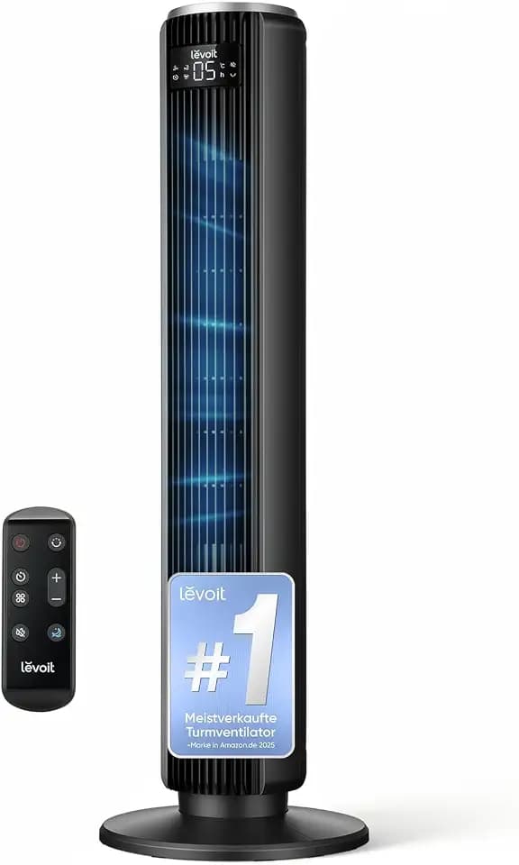 Levoit extrem leiser Turmventilator mit Schlafmodus, Mattschwarz, Höhe 92cm