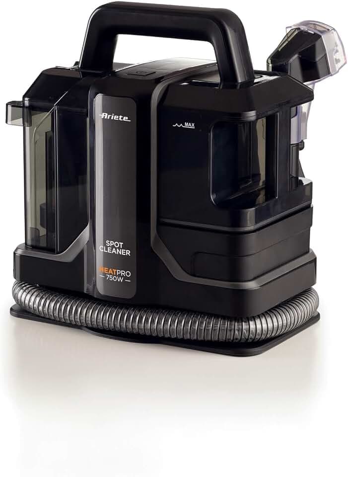 Ariete 2482 Spot Cleaner Heat Pro 750W, Polsterreiniger Gerät mit Doppeltank, Matratzenreiniger, Polster- und Textilreiniger, entfernt hartnäckige Flecken, 5 m Kabel, Schwarz
