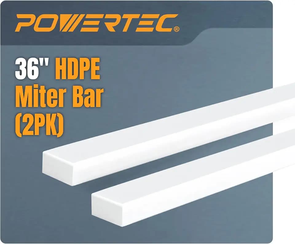 POWERTEC 36" HDPE Miter Bar for Table Saw Sled, Taper Jig, Fits Miter Slot Runners 3/4" x 3/8 Slot on Table Saw, Router Table, Band Saw, Wood Working Tools & Accessories, 2PK (71636V)