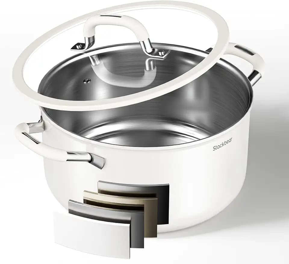 Kochtopf 24 cm, 6 L Edelstahl Suppentopf für Induktion mit Deckel