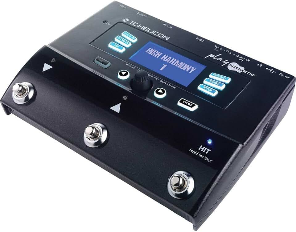 TC Helicon PLAY ACOUSTIC 3-Tasten-Vokal- und Akustikgitarren-Effektpedal mit BodyRez und Looping