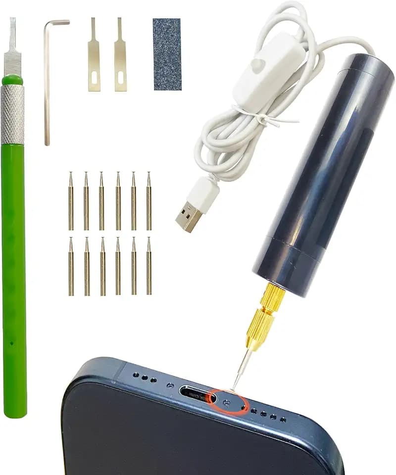 Damaged Screw Removal for iPhone, iPhone Repair Tool, Broken Screw Extractor Kit for Cell Phone,Targetting Small Screw Damaged can not Screw Out by Screwdriver, USB 5V2A Adapter Required