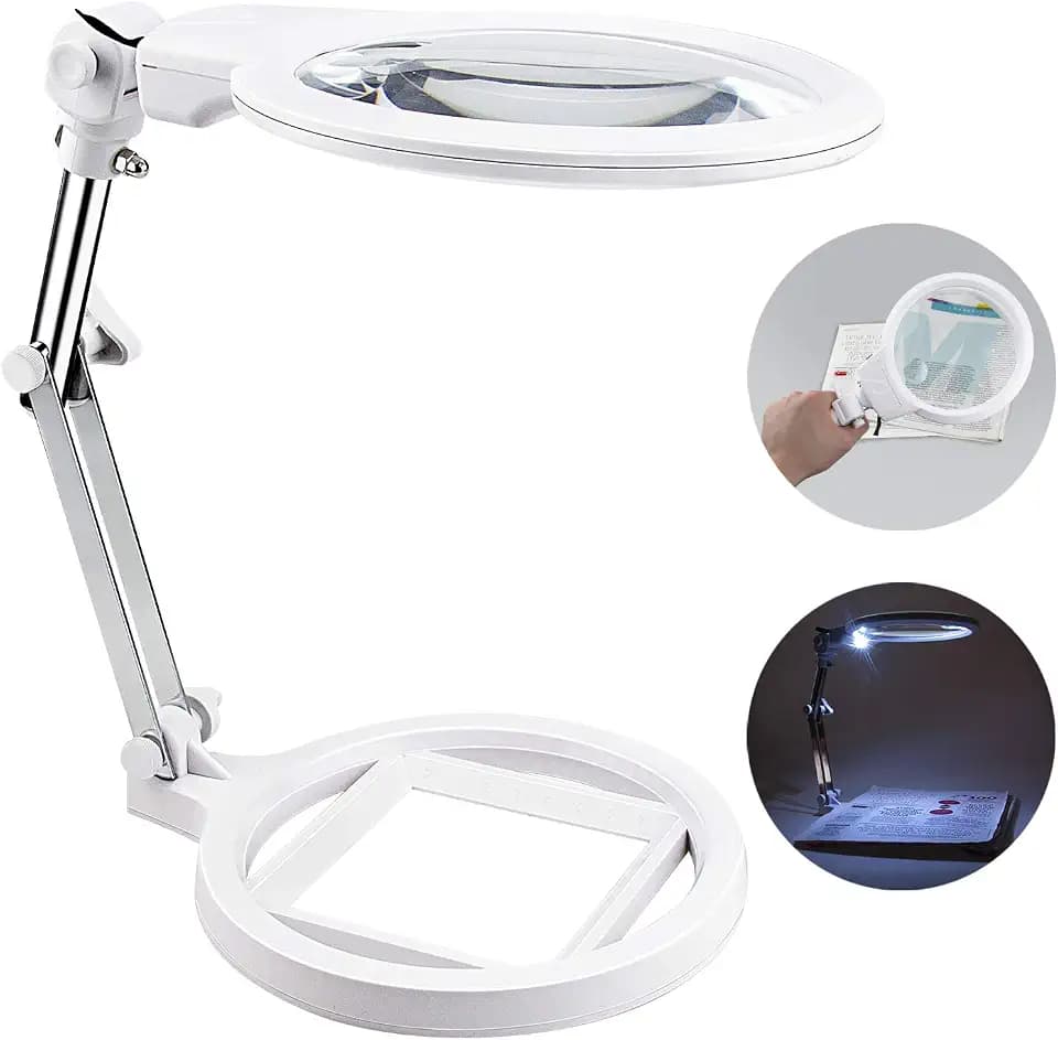 Color You Lupenleuchte Lupenlampe USB Lupen Beleuchtung LED Tageslichtleuchte 8 Dioptrien 3X Vergrößerung mit Klammer 2 Helligkeitsstufen Schwarz (Tischelupe)