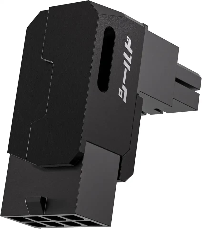 EZDIY-FAB Shield Series 8-Pin PCIe GPU Power Adapter,90-Degree Angled Connector, Aluminum Design for Graphics Cards – Reverse Type,Black-1 Pack
