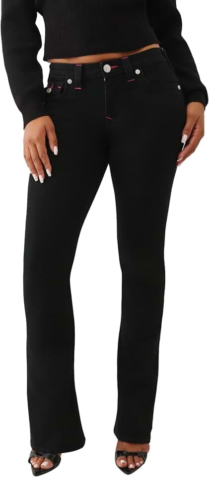 True Religion Damen Joey Big T Mid Rise Flap Flare Jeans