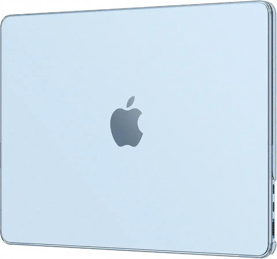 EooCoo Case for MacBook Air 15 inch M5 M4 M3 M2 2026-2023, Sky Blue Clear